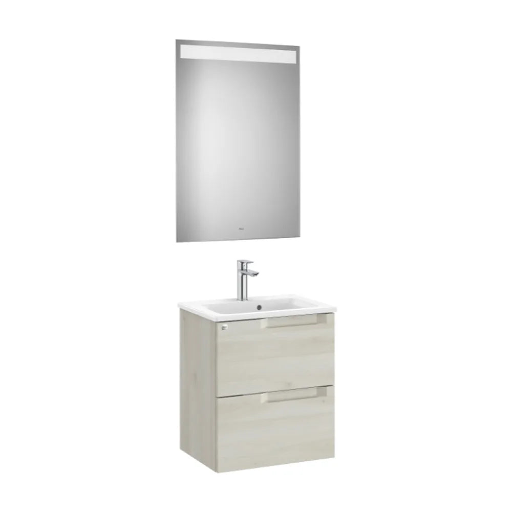 Conjunto de lavabo centrado de 50 cm con un acabado en color blanco madera Aleyda Roca - Vista 1