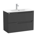 Mueble de baño de 80 cm de ancho con lavabo centrado en color negro mate Aleyda Roca