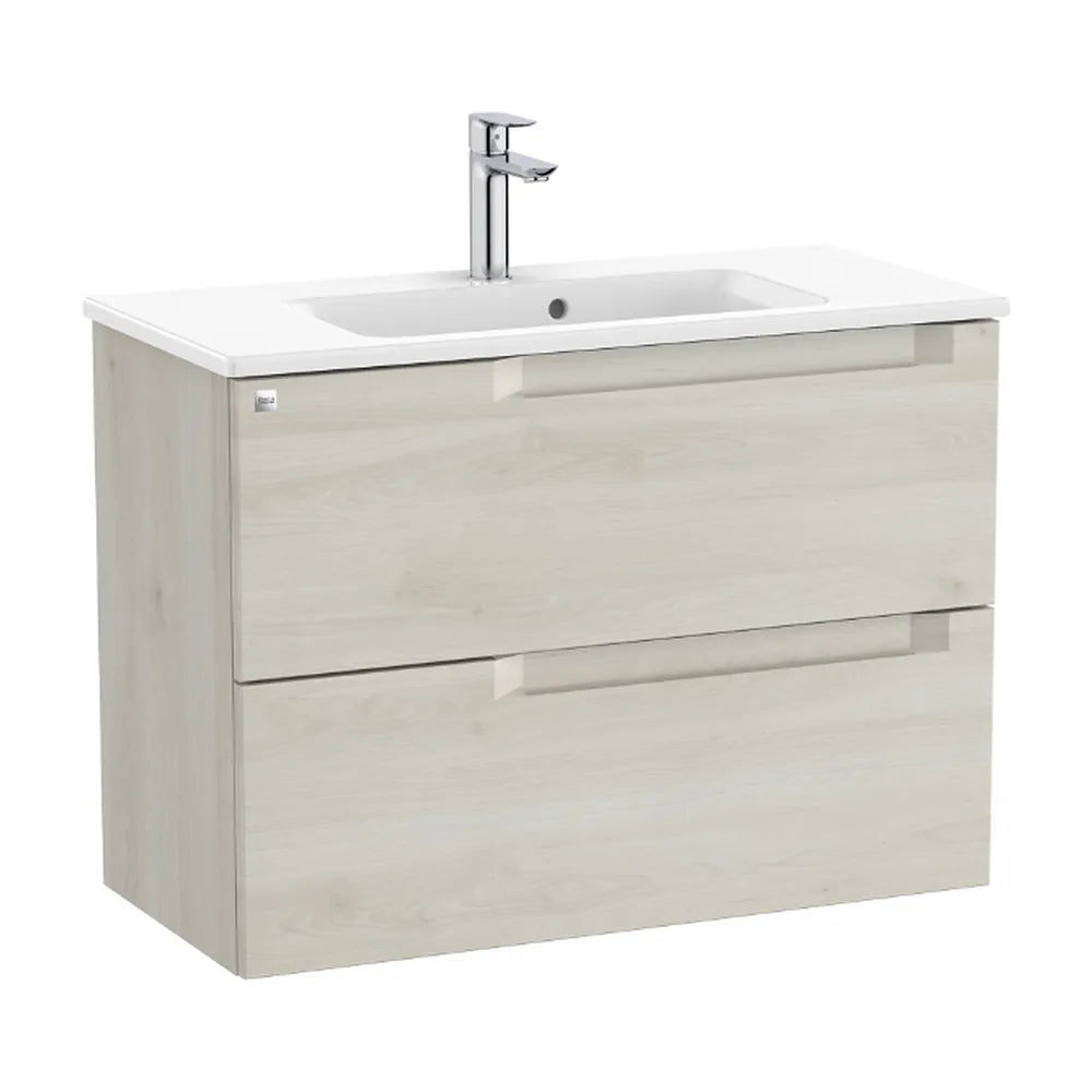 Mueble de baño de 80 cm de ancho con lavabo centrado en color blanco madera Aleyda Roca - Vista 1
