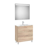 Conjunto de lavabo compacto de 80 cm con un acabado en color beige madera Aleyda Roca