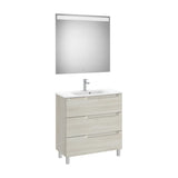 Conjunto de lavatório compacto 80 cm branco-madeira Aleyda Roca