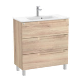 Bathroom Vanity Unit with Basin Compacto Madera de 80 cm Colección Aleyda Beige Roca