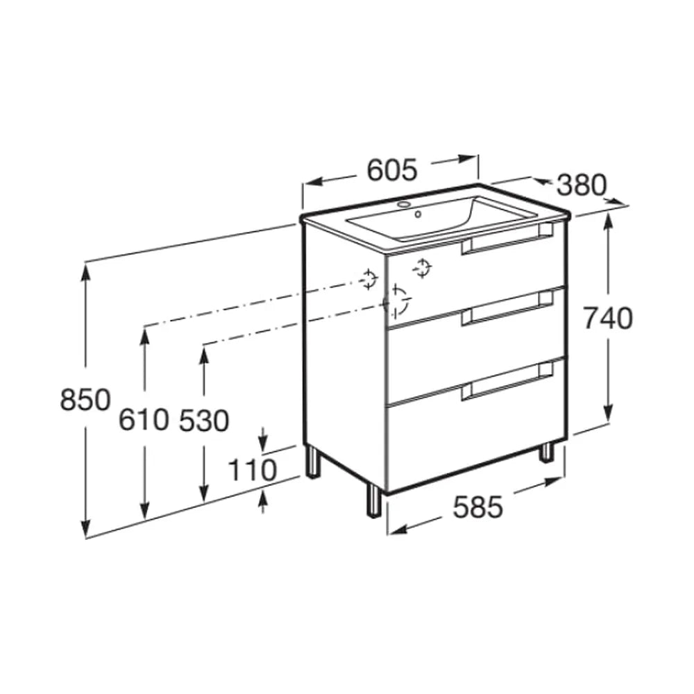 Mueble de Baño con Lavabo Compacto Gris Piedra de 60 cm Colección Aleyda Roca - Vista 4