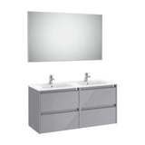 Double Washbasin Set Gloss Grey Tenet 120 cm Roca