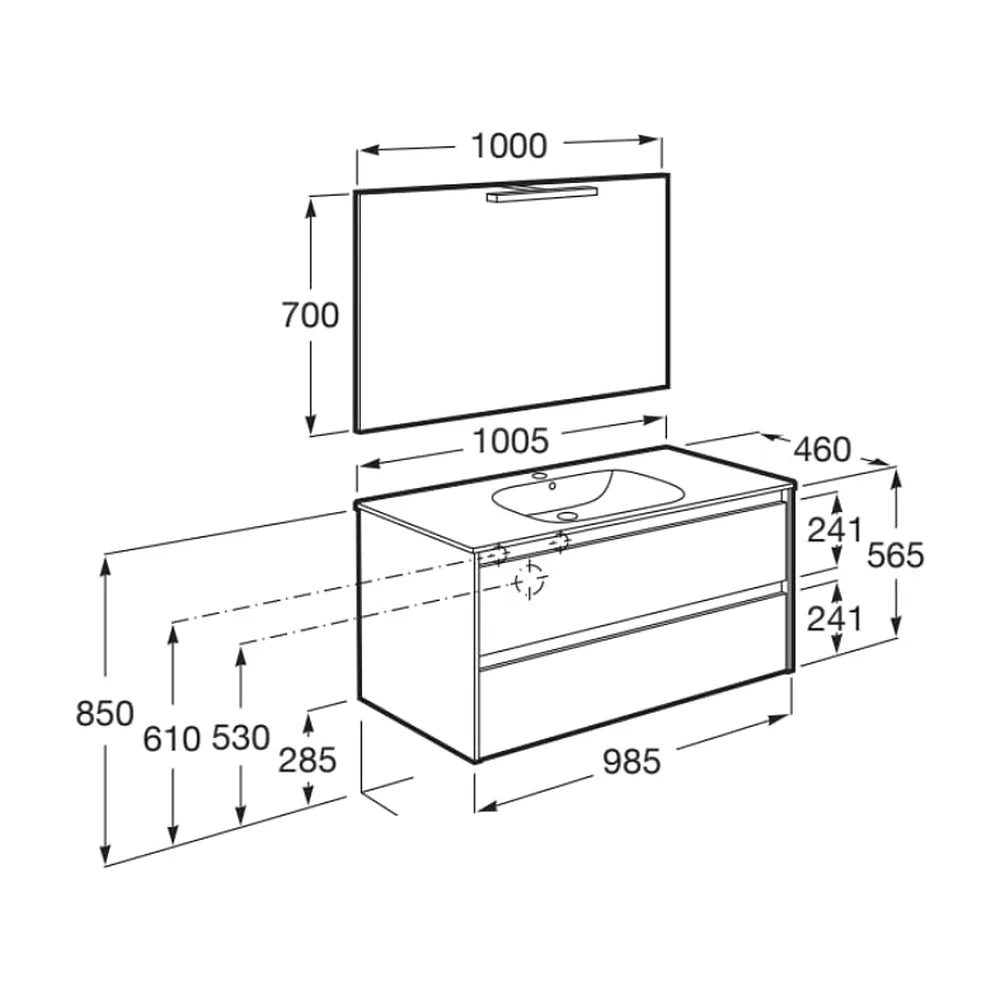 Conjunto de Lavabo de 2 Cajones en Nórdico Tenet 100 cm Fresno Roca - Vista 5