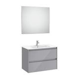 Conjunto de Lavabo de 2 Cajones Gris Brillante Tenet 80 cm Roca