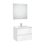 Ensemble avec plan vasque 2 tiroirs 70 cm blanc brillant Tenet Roca