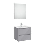 Conjunto de Lavabo de 2 Cajones Gris Brillante Tenet 60 cm Roca
