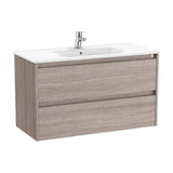 Bathroom Vanity Unit with Basin and 2 Drawers City de 100 cm Colección Tenet Roble Roca