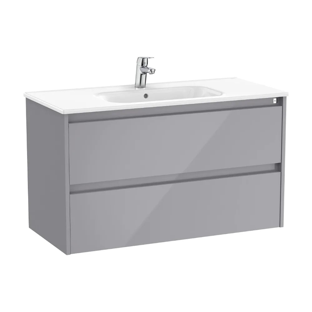 Mueble de Baño con Lavabo y 2 Cajones Gris Brillante de 100 cm Colección Tenet Roca - Vista 1