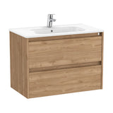 Bathroom Vanity Unit with Basin and 2 Drawers Nogal de 80 cm Colección Tenet Roca