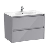 Mueble de baño con lavabo y dos cajones de 80 cm de ancho en color gris brillante Tenet Roca