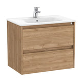 Mueble de baño con lavabo y dos cajones de 70 cm de ancho en color nogal Tenet Roca