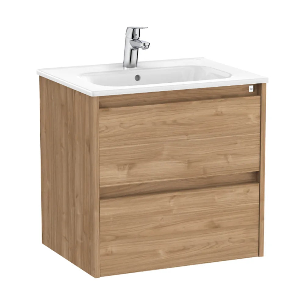 Mueble de baño con lavabo y dos cajones de 60 cm de ancho en color nogal Tenet Roca - Vista 1