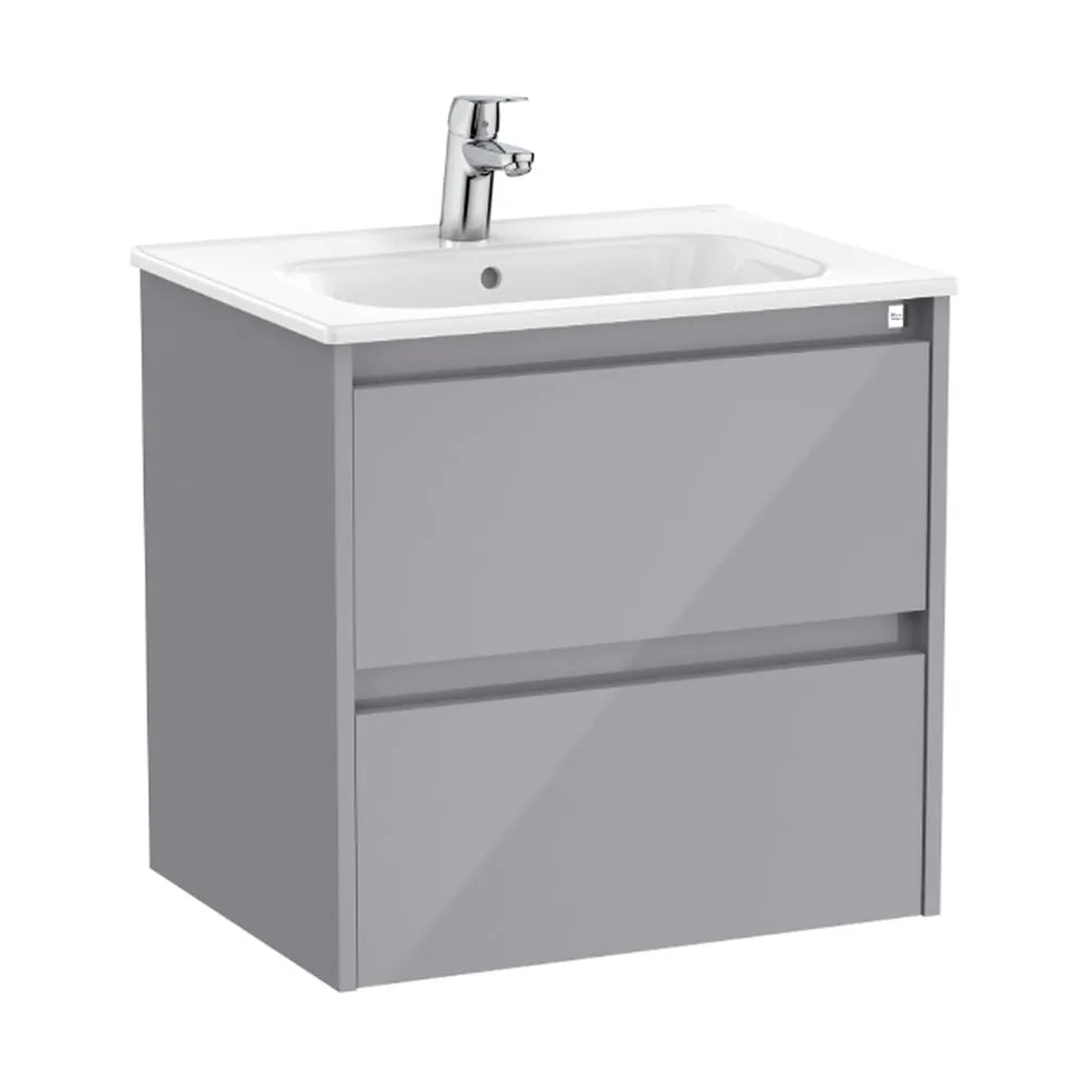 Mueble de baño con lavabo y 2 cajones de 60 cm de ancho en color gris brillante Tenet Roca - Vista 1