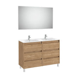 Double Washbasin Set with Six Drawers Walnut Tenet 120 cm Roca