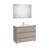 Conjunto de Lavabo de Tres Cajones City Tenet 100 cm Roble Roca
