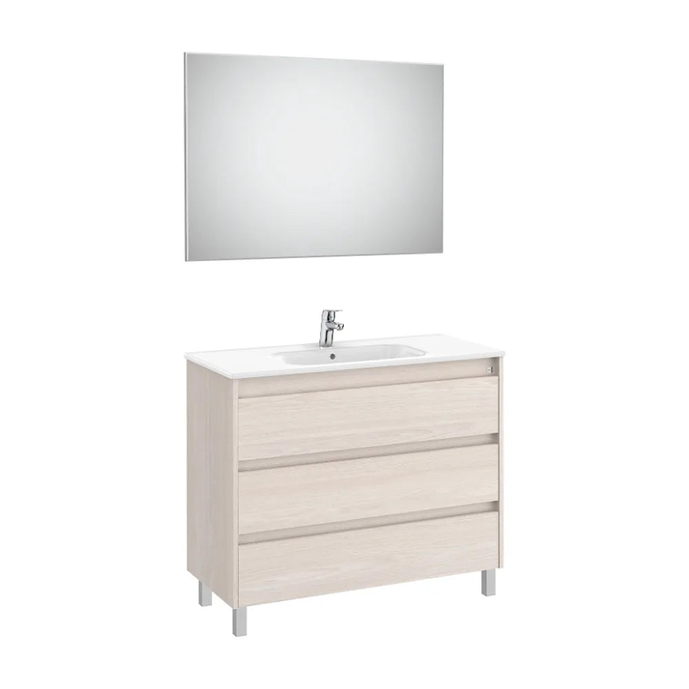 Conjunto de Lavabo de Tres Cajones Nórdico Tenet 100 cm Fresno Roca - Vista 1