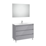Conjunto de Lavabo de Tres Cajones Gris Brillante Tenet 100 cm Roca