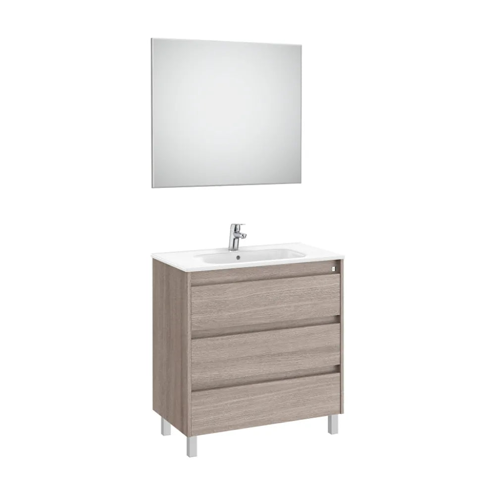 Conjunto de Lavabo de Tres Cajones City Tenet 80 cm Roble Roca - Vista 1