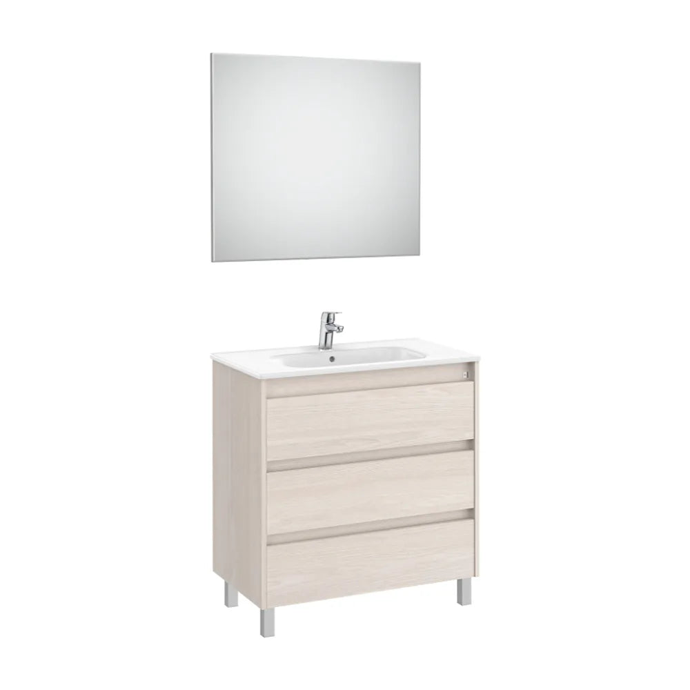 Conjunto de Lavabo de Tres Cajones Nórdico Tenet 80 cm Fresno Roca - Vista 1
