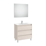Ensemble Avec Plan Vasque Trois Tiroirs Avec Finition de Couleur Frêne Nordique Tenet 80 cm Roca