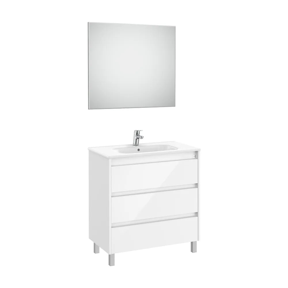 Conjunto de Lavabo de Tres Cajones Brillante Tenet 80 cm Blanco Roca - Vista 1