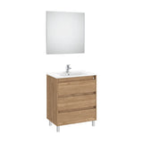 Conjunto de lavabo de tres cajones de 70 cm con un acabado en color nogal Tenet Roca