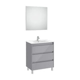 Ensemble Avec Plan Vasque 3 Tiroirs Gris Brillant Tenet 70 cm Roca