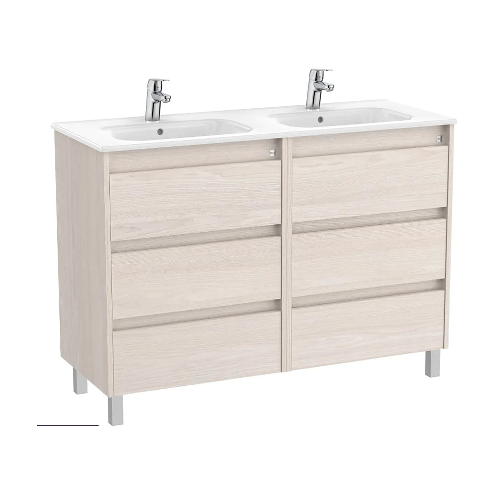 Mueble de Baño con Lavabo Doble y 6 Cajones Nórdico de 120 cm Colección Tenet Fresno Roca - Vista 1