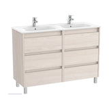 Bathroom Vanity Unit with Basin Doble y 6 Cajones Nórdico de 120 cm Colección Tenet Fresno Roca
