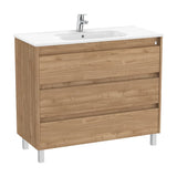 Mueble de baño con lavabo y 3 cajones de 100 cm de ancho en color nogal Tenet Roca