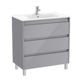 Mueble de Baño con Lavabo de 3 Cajones Gris Brillante de 80 cm Colección Tenet Roca