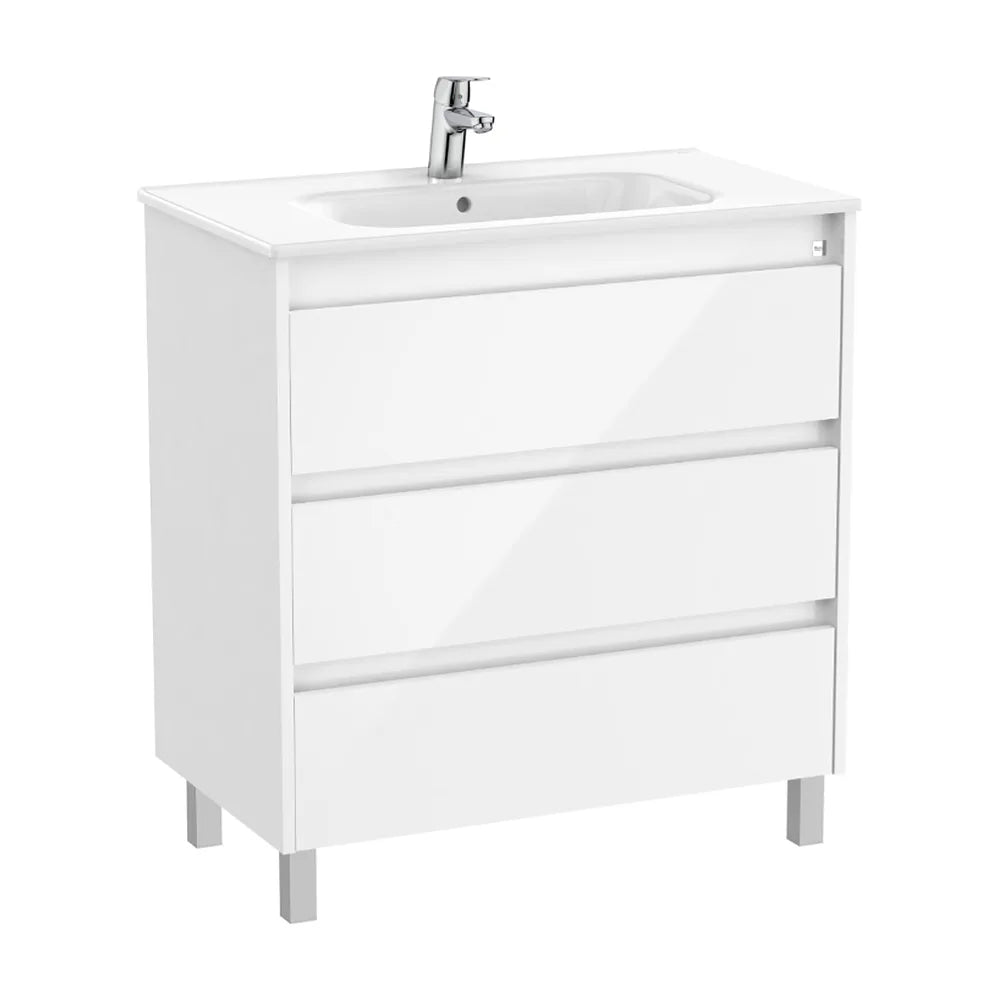 Mueble de baño con lavabo de 3 cajones 80 cm de ancho color blanco brillante Tenet Roca - Vista 1