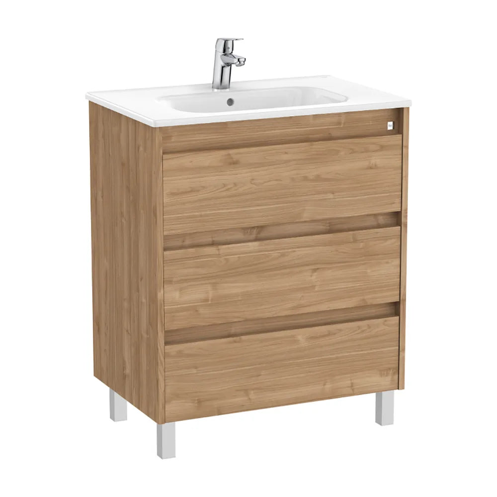 Mueble de baño con lavabo y 3 cajones de 70 cm de ancho en color nogal Tenet Roca - Vista 1
