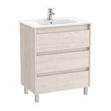 Mueble de Baño con Lavabo y 3 Cajones Nórdico de 70 cm Colección Tenet Fresno Roca