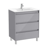 Bathroom Cabinet with Washbasin and 3 Drawers Gloss Grey 70 cm Tenet Collection Roca