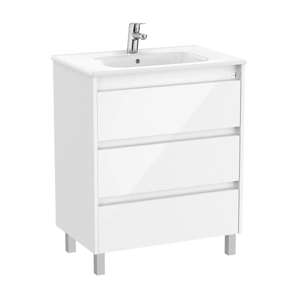 Mueble de baño con lavabo y 3 cajones de 70 cm de ancho en color blanco brillante Tenet Roca - Vista 1