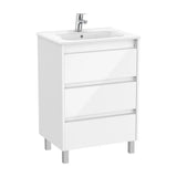 Bathroom Vanity Unit Lavabo con 3 Cajones Brillante de 60 cm Colección Tenet White Roca