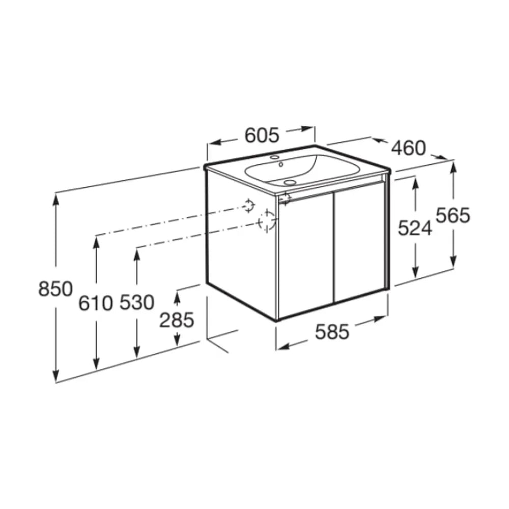 Mueble de baño con lavabo de 2 puertas de 60 cm de ancho en color nogal Tenet Roca - Vista 2