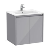 Mueble de baño con lavabo y 2 puertas de 60 cm de ancho en color gris brillante Tenet Roca