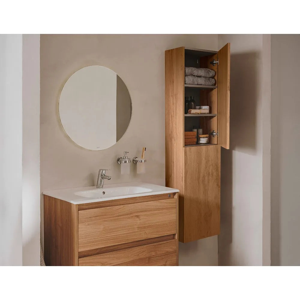 Mueble columna auxiliar de baño reversible y suspendido en color beige madera Extra Roca - Vista 2