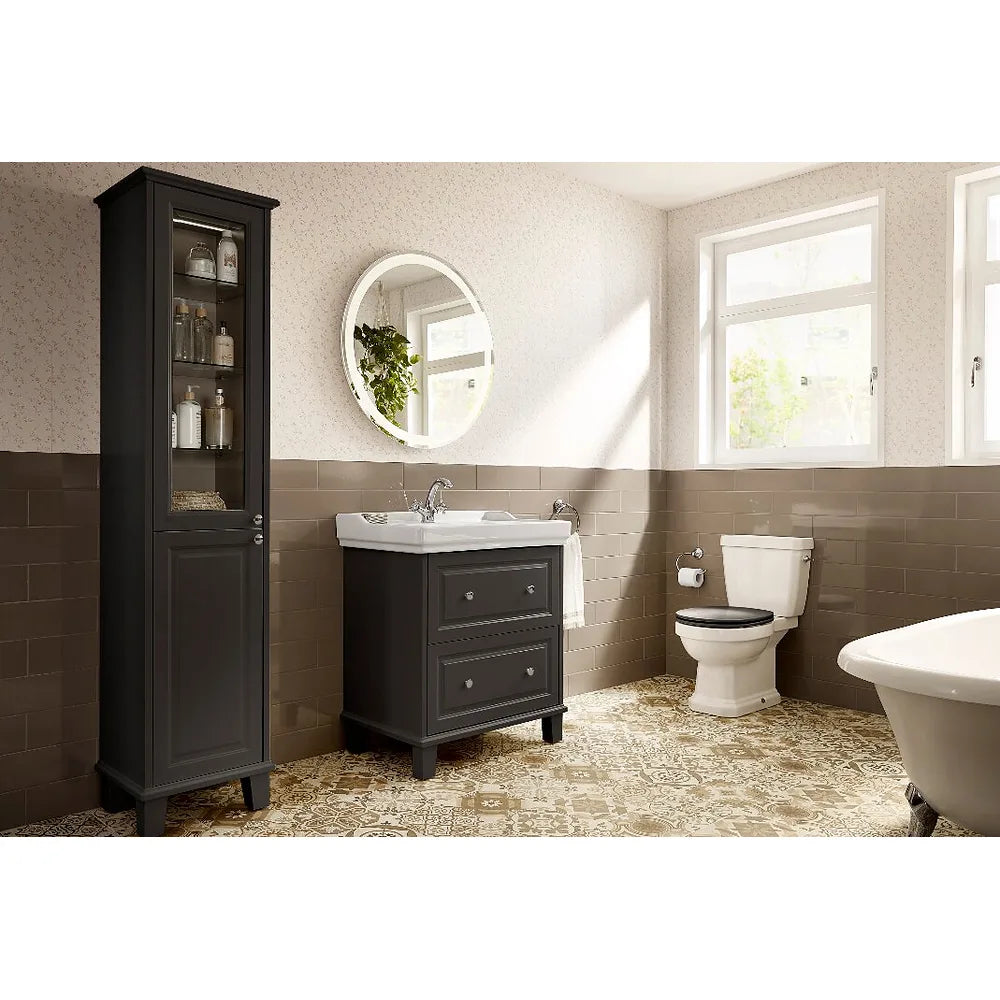 Mueble auxiliar módulo de una columna reversible con patas y cristalera gris oscuro mate Carmen de Roca - Vista 2