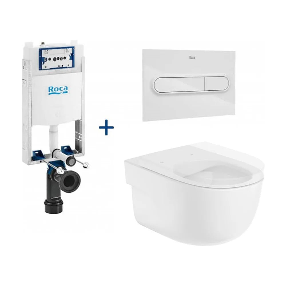Pack inodoro rimless suspendido con cisterna empotrada y placa pulsadora Meridian Basic Roca - Vista 1