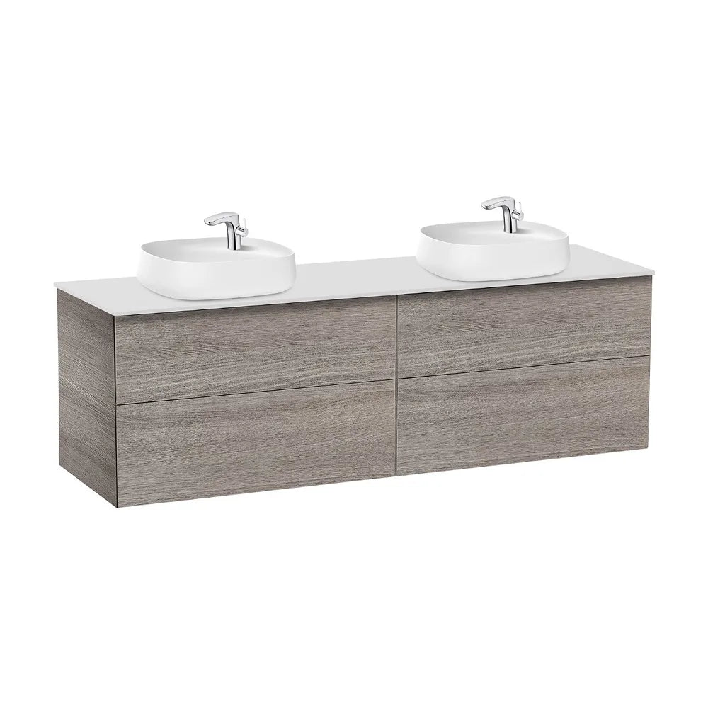 Mueble de baño para dos lavabos sobre encimera de 160 cm color roble Unik Beyond Roca - Vista 1