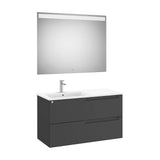 Móvel de Casa de Banho Com de Largura Em Preto Mate Com Lavatório À Esquerda E Espelho Led Aleyda 100,5 cm Roca