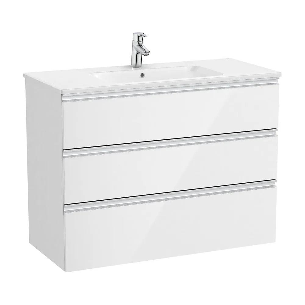 Mueble de baño de 100,5 cm con lavabo central en color blanco brillo Unik The Gap Roca - Vista 1