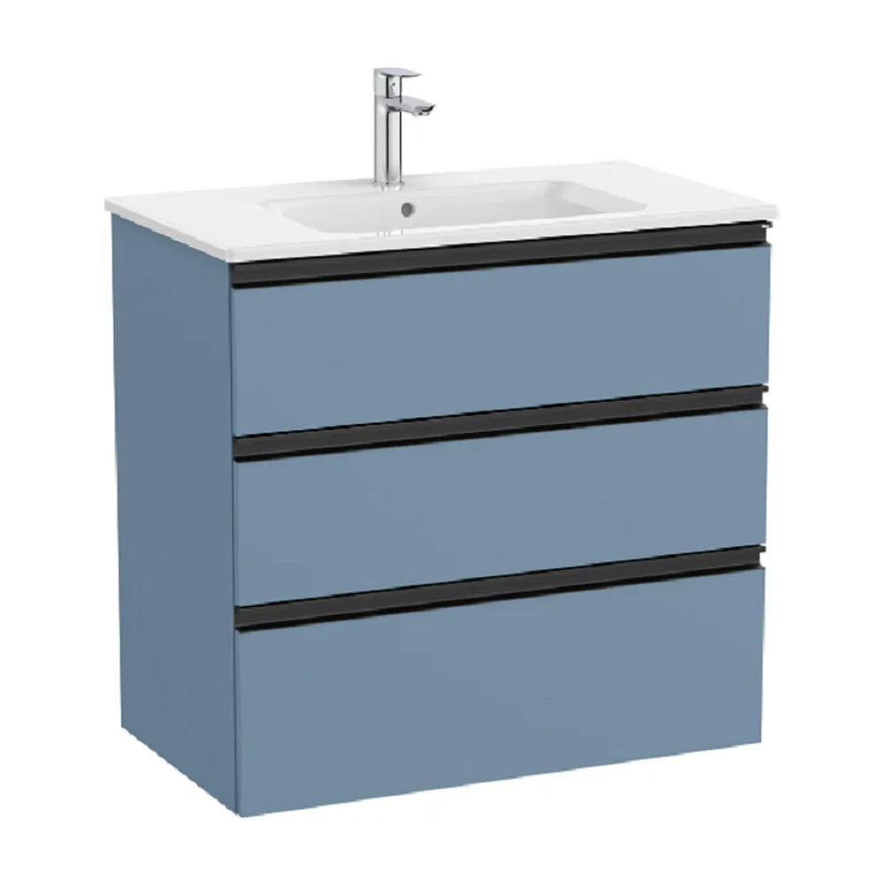 Mueble de baño de 70,5 cm de ancho con lavabo central y acabado en azul mate Unik The Gap Roca - Vista 1
