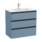 Bathroom Vanity Unit Central Washbasin Matte Blue Finish Unik The Gap 70.5cm Roca