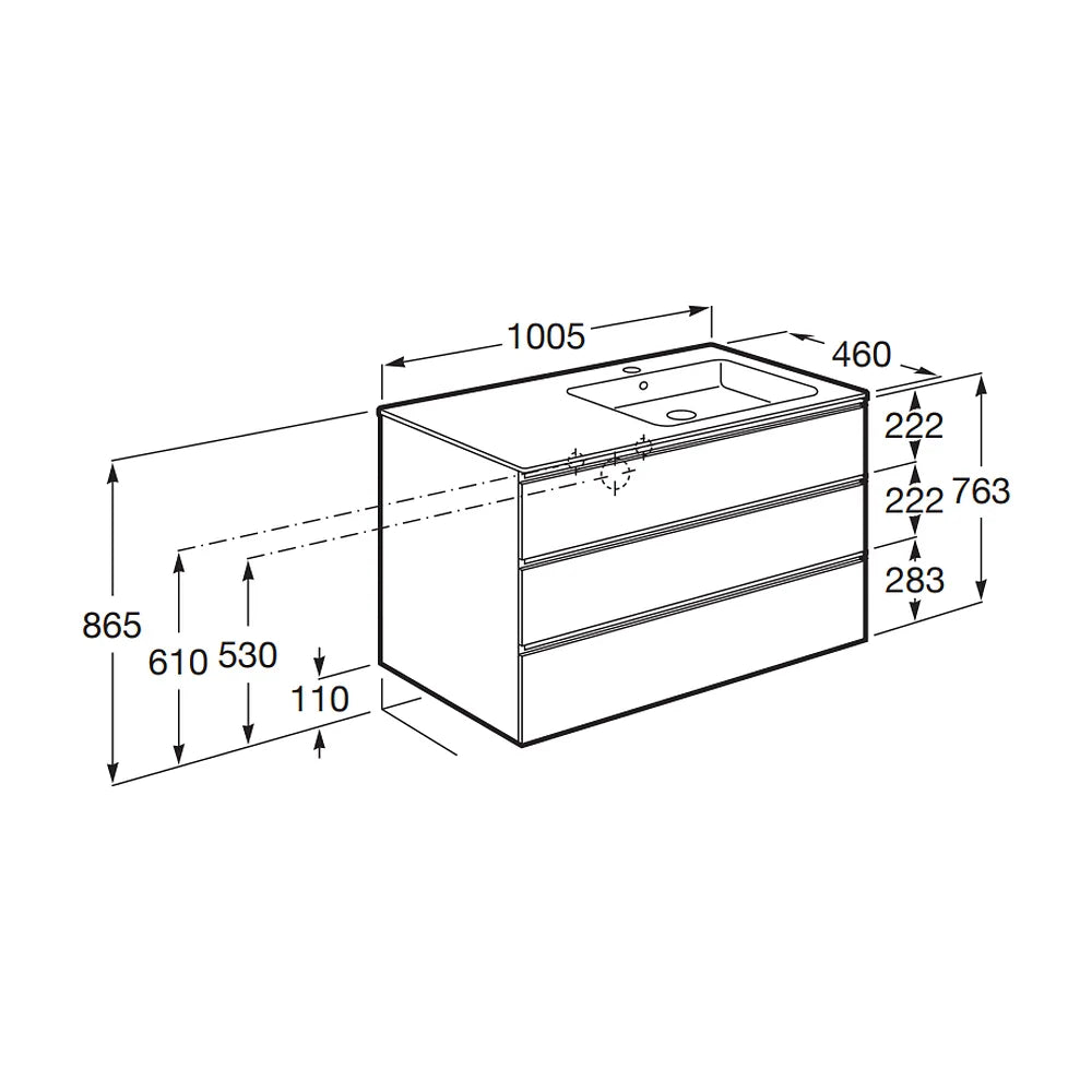 Mueble de baño de 100,5 cm con lavabo a la derecha con acabado en nogal Unik The Gap Roca - Vista 8